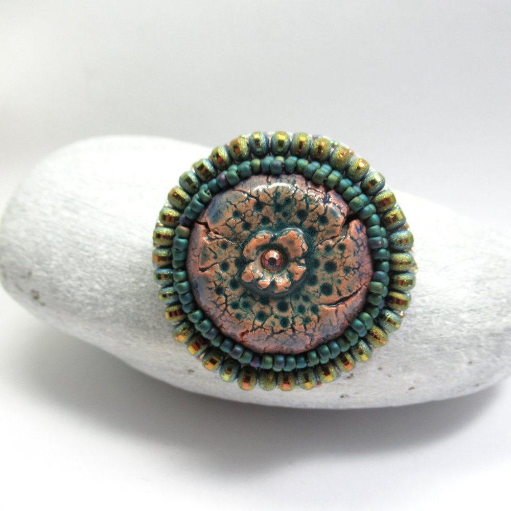 Handmade Cabochon Flower Brooch